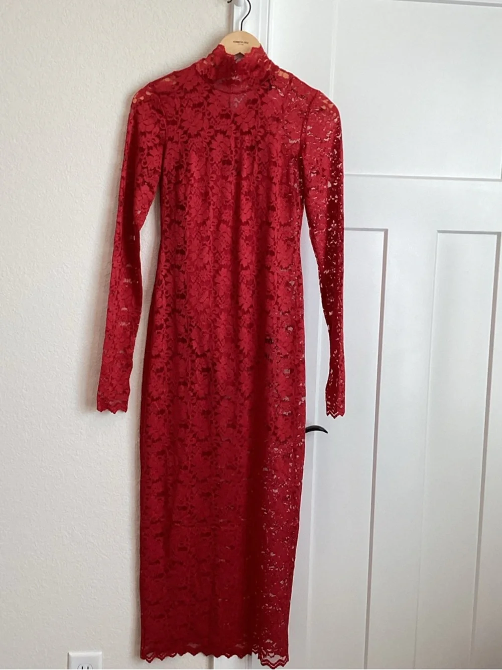 Anthropologie AFRM Joysel Lace Long-Sleeve Mock-Neck Slim Bodysuit Dress NEW - Picture 5 of 16